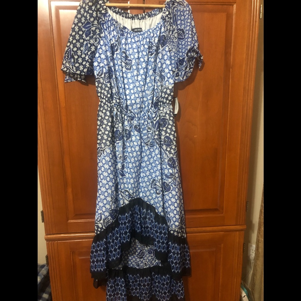 Nine West Blue Printed Dress Size 10 NWT